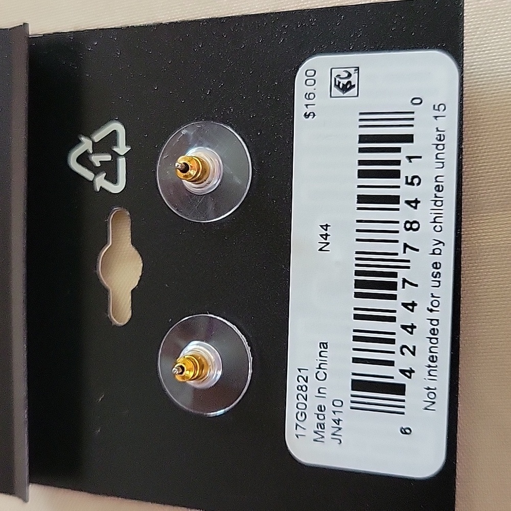 Napier Gold Bow Earrings. With Crystals. NWT - Picture 4 of 7